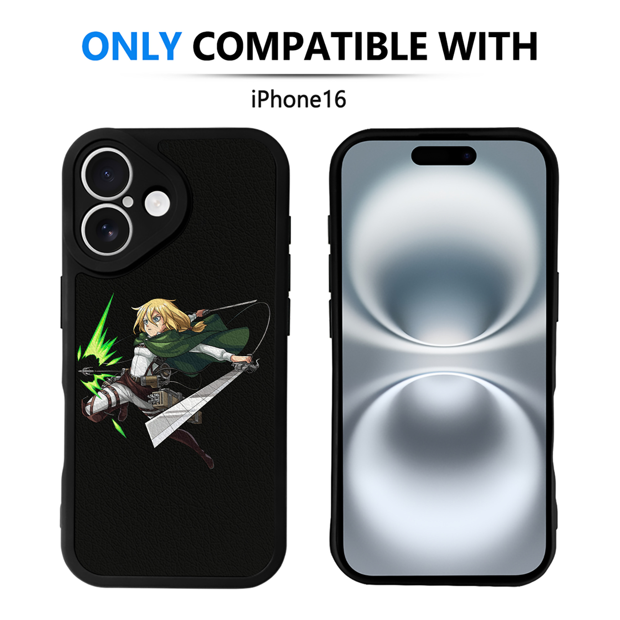 （画像用） 進撃の巨人 クリスタ·レンズ Attack on Titan Christa Lenz 【iPhone 16シリーズ対応】シリコンスマホケース（レザー調） 材質：シリコン